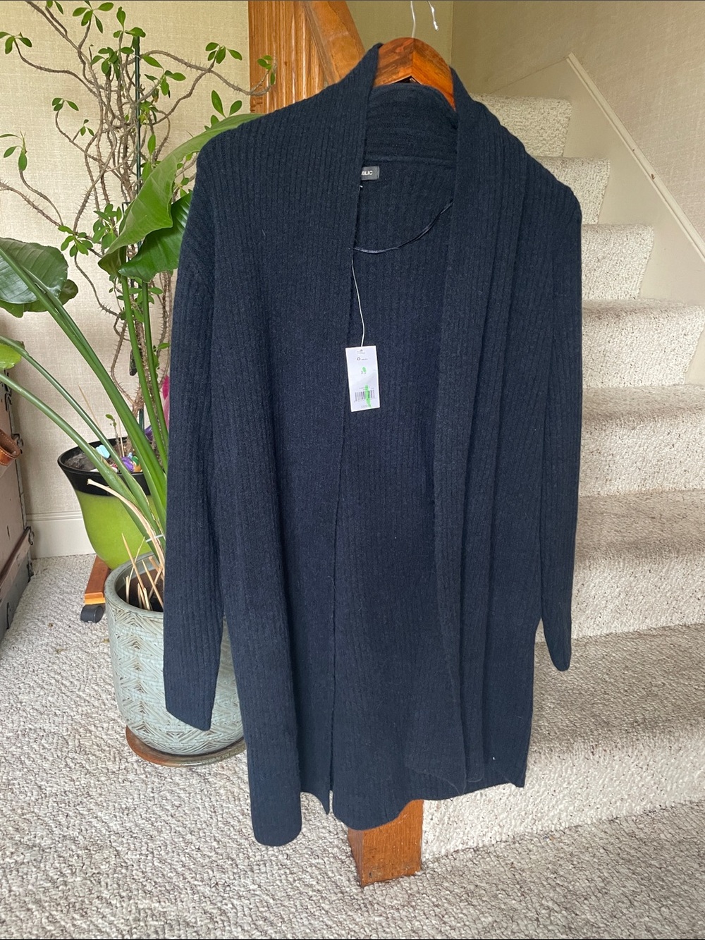 Banana Republic Navy Blue Ribbed Open-Front Wool Blend Cardigan NWT